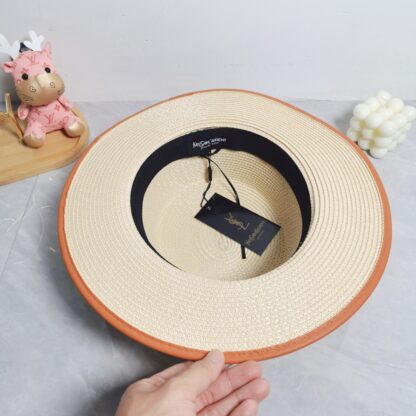 Yves Saint Laurent popular flat top straw hat - Image 8