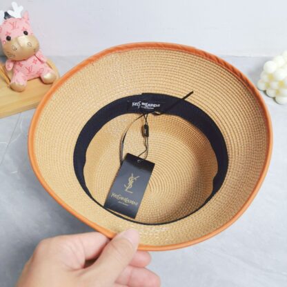 Yves Saint Laurent popular flat top straw hat - Image 8