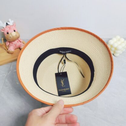 Yves Saint Laurent popular flat top straw hat - Image 8