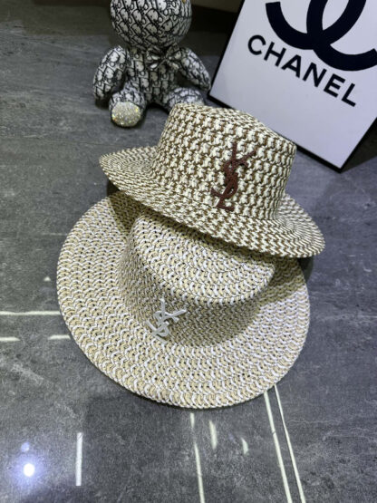 Yves Saint Laurent popular flat top straw hat - Image 8