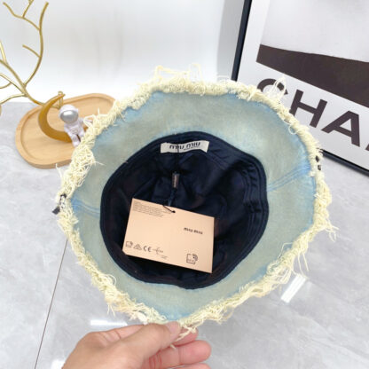 Miu Miu Simple Denim Bucket Hat for Men and Women - Image 9