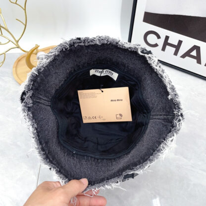 Miu Miu Simple Denim Bucket Hat for Men and Women - Image 9