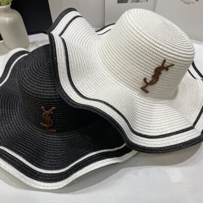 Yves Saint Laurent color matching lotus edge top hat basin hat straw hat - Image 8