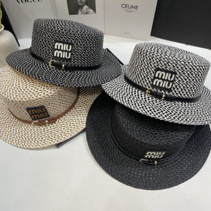 Miu Miu hollow hat flat top straw hat - Image 9