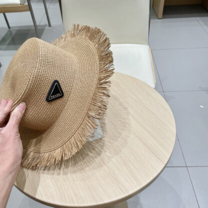 Prada new flat top tassel straw hat - Image 8