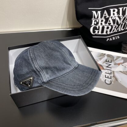 Prada denim inverted triangle baseball cap - Image 8