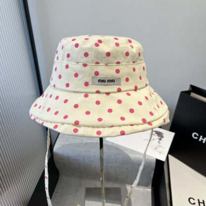 Miu Miu Casual Polka Dot Bucket Hat Sun Hat - Image 9