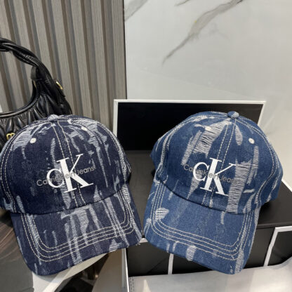 Calvin Kleinf washed distressed denim baseball cap - Image 8