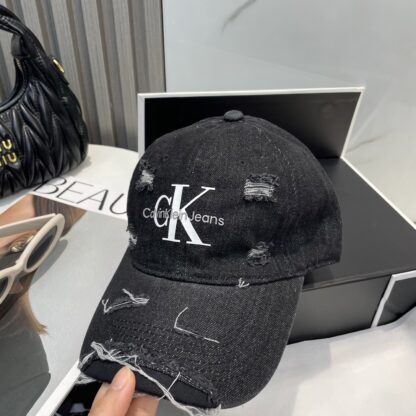 Calvin Kleinf washed distressed denim baseball cap - Image 8