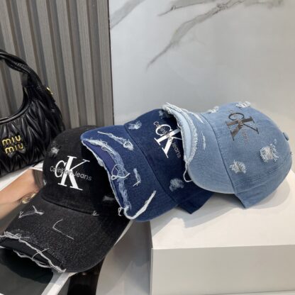 Calvin Kleinf washed distressed denim baseball cap - Image 8