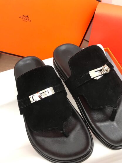 Hermès new spring and summer comfortable black slippers - Image 8