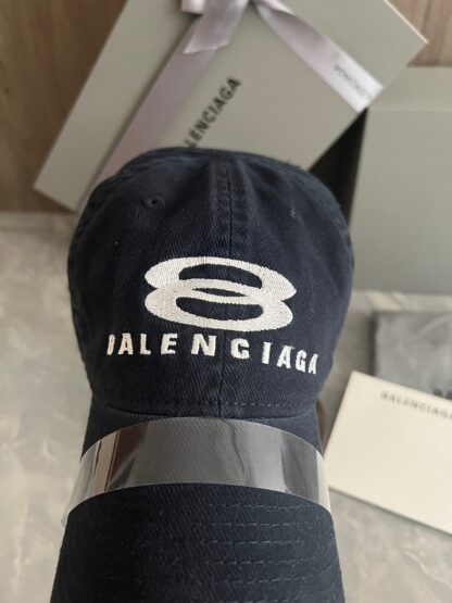 Balenciaga trendy double logo embroidered baseball cap on the front - Image 8