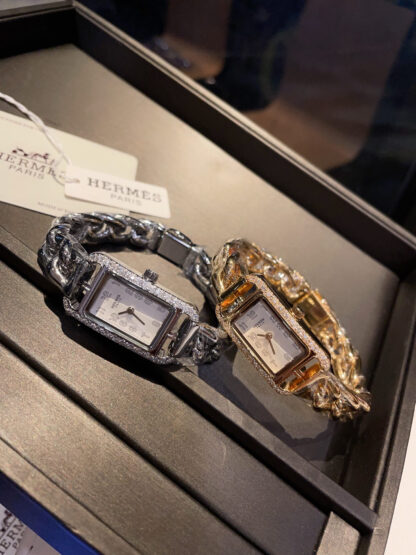 Hermes exquisite square dial diamond quartz watch - Image 8