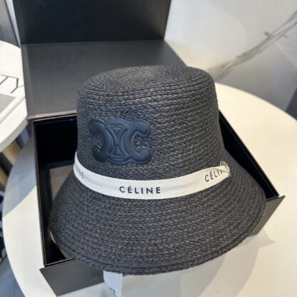 Celine simple raffia densely woven straw hat - Image 8