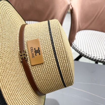 Celine summer flat top sun protection all-match senior straw hat - Image 8
