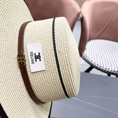Celine summer flat top sun protection all-match senior straw hat - Image 8