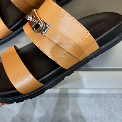 Hermes summer orange high-end comfortable slippers - Image 8