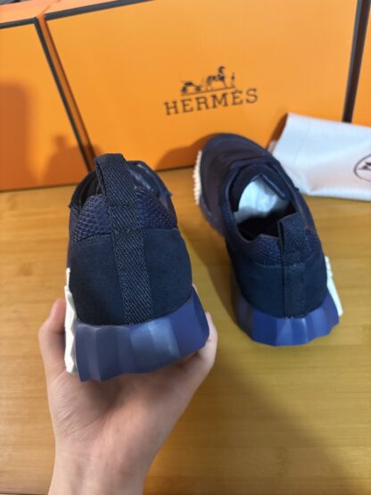 Hermès classic dark blue couple breathable casual sports shoes - Image 8