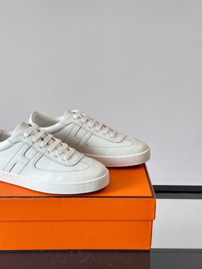 Hermes white high-end men's low-top thick-soled casual sports shoes - Image 8