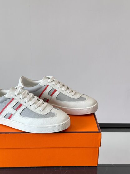 Hermes white and gray high-end men's low-top thick-soled casual sports shoes - Image 8