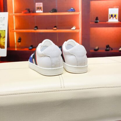 Hermès white and navy high-end men's low-top thick-soled casual sneakers - Image 8