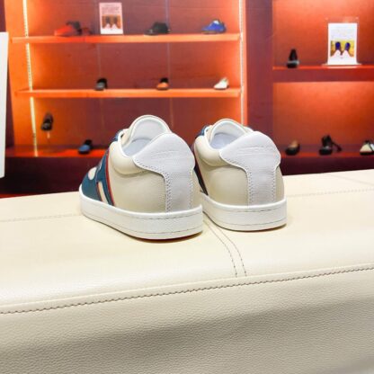 Hermès beige and blue high-end men's low-top thick-soled casual sneakers - Image 8
