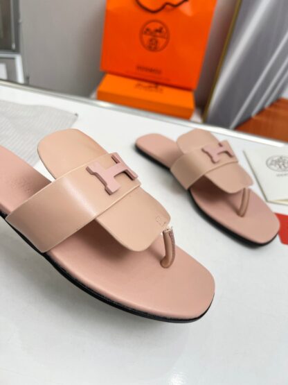 Hermès spring and summer pink apricot daily home travel vacation essential slippers - Image 7