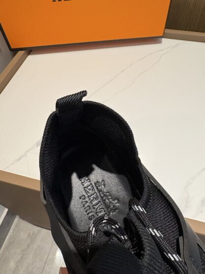 Hermes black stylish simple casual sports shoes - Image 8