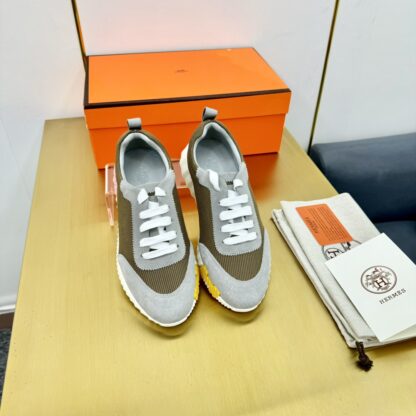 Hermès classic couple style gray-green color matching sports casual shoes - Image 8
