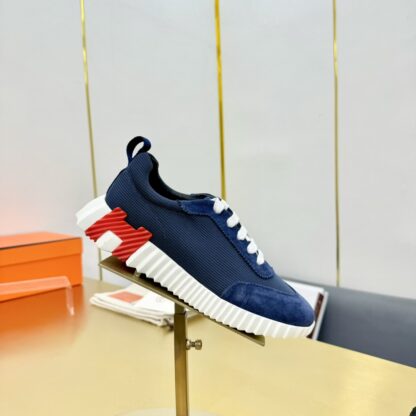 Hermès Spring and Summer Classic Couple Style White and Blue Colorblock Sports Casual Shoes - Image 8