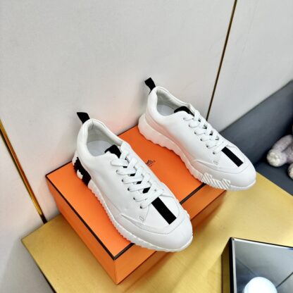 Hermès Spring and Summer Classic Couple's White and Black Sports Shoes - Image 8