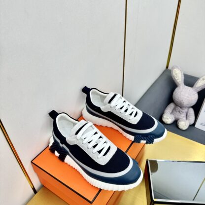 Hermès Spring and Summer Classic Couple Black and Blue Colorblock Sports Casual Shoes - Image 8