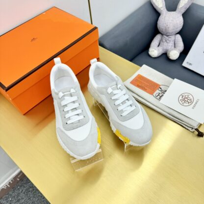 Hermès Spring and Summer Classic Couple Style Grey and Blue Colorblock Sports Casual Shoes - Image 8
