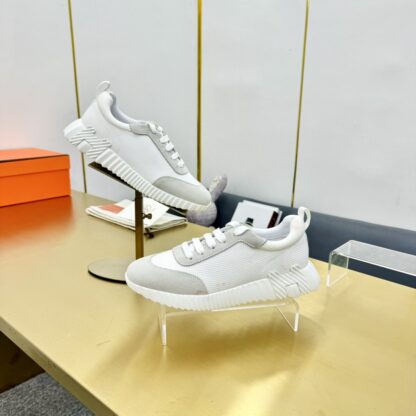 Hermès Spring and Summer Classic Couple Style British White and Gray Colorblock Sports Casual Shoes - Image 8