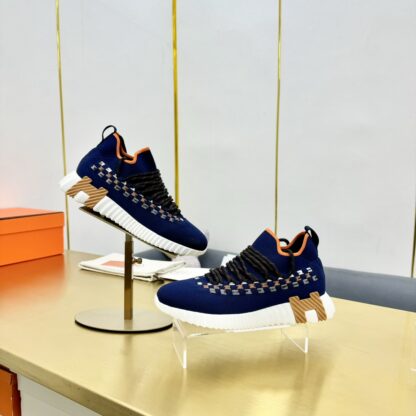 Hermès Spring and Summer Classic Couple Style British Blue and Black Colorblock Sports Casual Shoes - Image 8