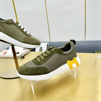 Hermès Spring and Summer Classic Couple Style British Green and Yellow Colorblock Sports Casual Shoes - Image 8