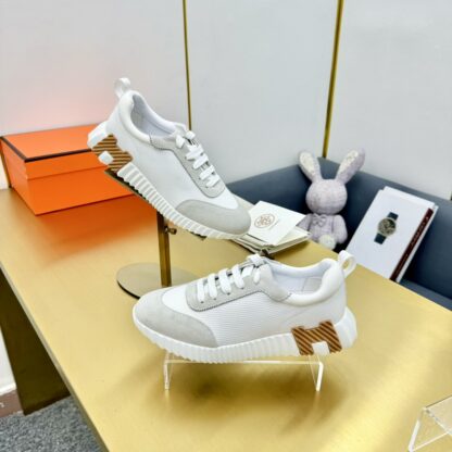 Hermes Spring and Summer Classic Couples British White, Gray and Black Colorblock Sports Casual Shoes - Image 8