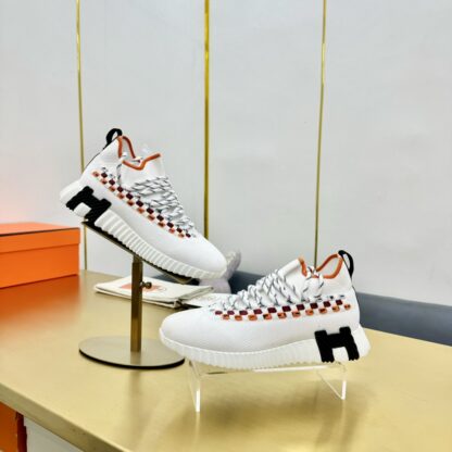 Hermès Spring and Summer Classic Couple Style British White, Orange and Black Colorblock Sports Casual Shoes - Image 8