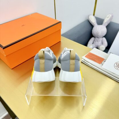 Hermès Spring and Summer Classic Couple Style British Gray and Yellow Colorblock Sports Casual Shoes - Image 8