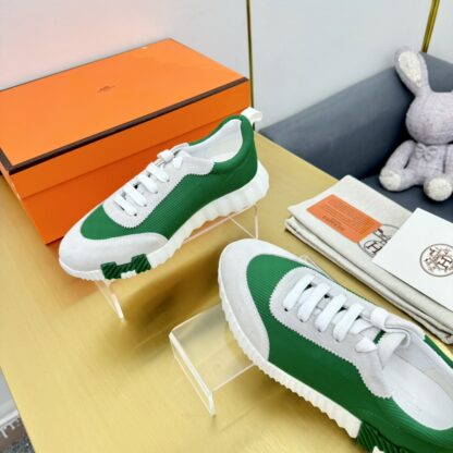 Hermès Spring and Summer Classic Couple Style British Green and Gray Colorblock Sports Casual Shoes - Image 8