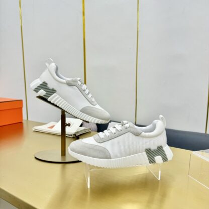 Hermès Spring and Summer White and Gray Colorblock Couple Classic Sports Casual Shoes - Image 8