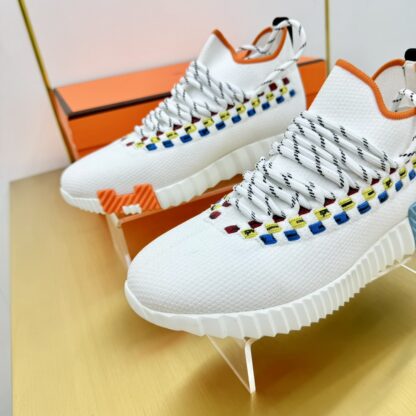 Hermès Spring and Summer White, Blue and Orange Colorblock Couple Classic Sports Casual Shoes - Image 8