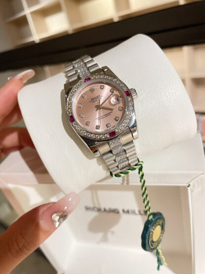 Rolex Log Series Classic Women's Model Solid Core Three-Bead Steel Strap - Image 8