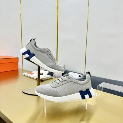 Hermès Spring and Summer Gray, White and Blue Colorblock Couple Classic Sports Casual Shoes - Image 8