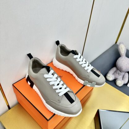 Hermès Spring and Summer Apricot White Colorblock Couple Classic Sports Casual Shoes - Image 8