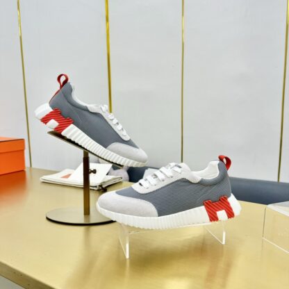 Hermès Spring and Summer Gray and Red Colorblock Couple Classic Sports Casual Shoes - Image 8