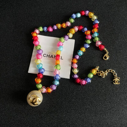 Chanel Colorful Pearl Double C Necklace - Image 8