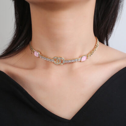 Chanel Pink Diamond Necklace Clavicle Chain - Image 7
