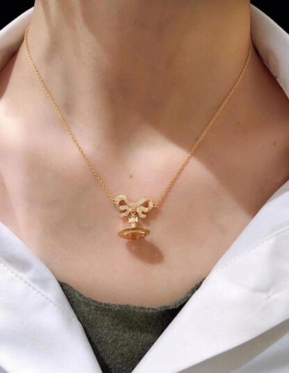 Vivienne Westwood bow necklace with diamonds and crystals - Image 6