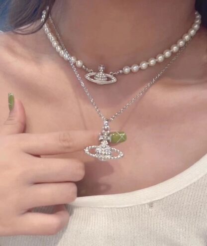 Vivienne Westwood classic full diamond Saturn pendant necklace - Image 8